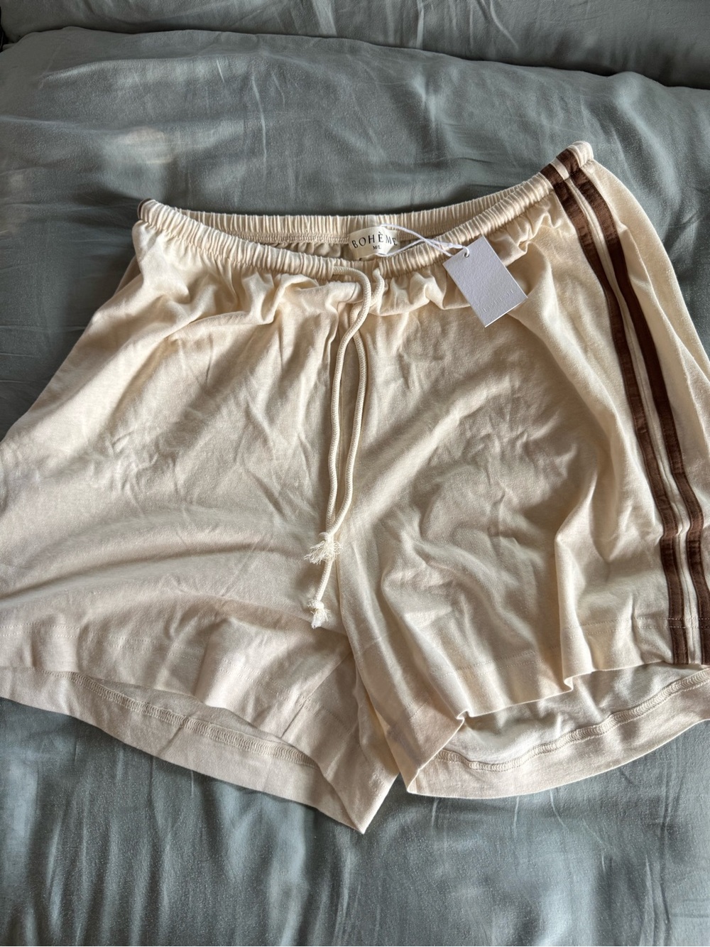 Boheme Track Shorts with Brown Side Stripes